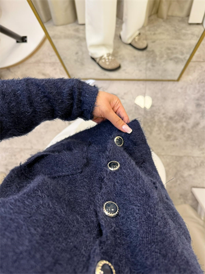 Godes Lacivert Kapüşonlu Peluş Hırka