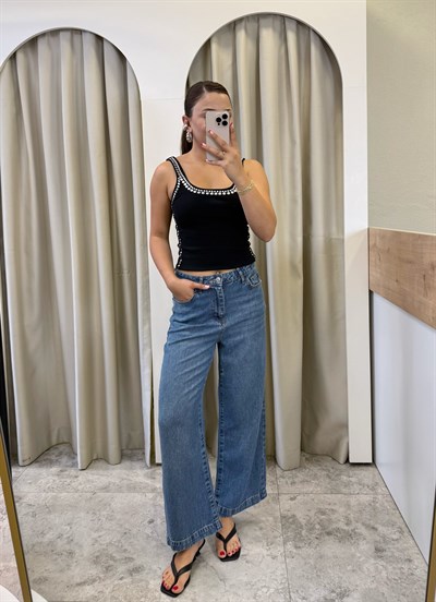 Jazzy Siyah Zımbalı Fitilli Atlet