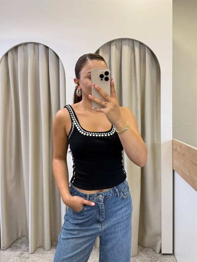 Jazzy Siyah Zımbalı Fitilli Atlet