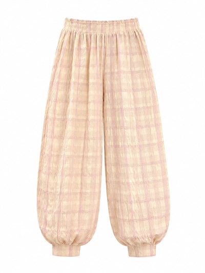 Jolly Pembe Ekose Şalvar Pantolon