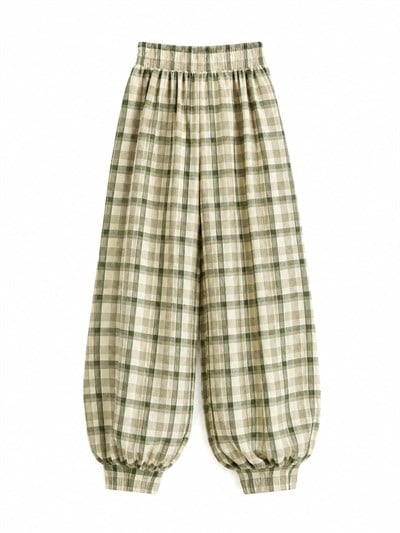 Jolly Yeşil Ekose Şalvar Pantolon