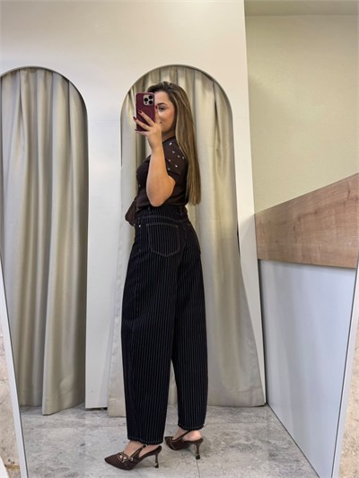 Kali Kahve Kadife Çizgili Jean