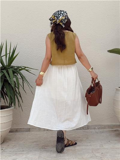 keten sıfırkol crop bluz-YEŞİL