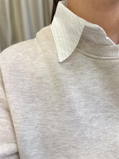 Lesli Gömlek Yaka Şardonlu Sweat