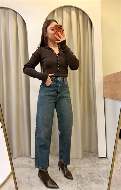 Lopez Yüksek Bel Baggy Jean