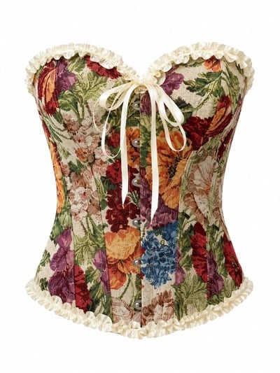 Madame İthal Desenli Vintage Korse