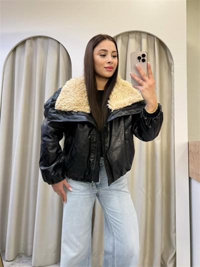 Maris Kürk Yaka Deri Şişme Mont