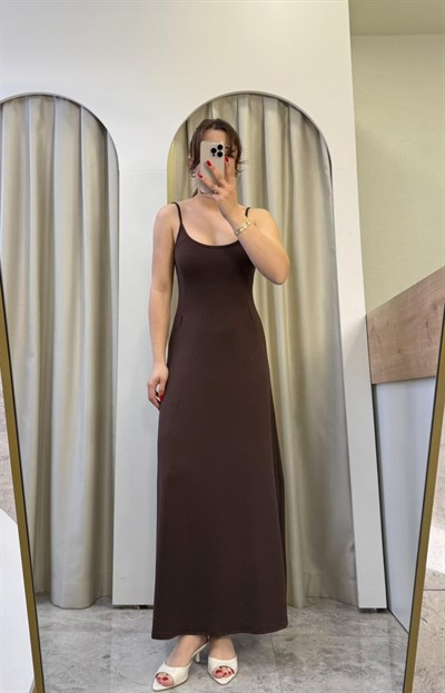 Meri Kahve Gömlek Elbise Modal Takım