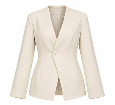 Meysi Belden Oturtmalı Vatkalı Blazer Krem