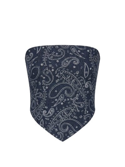 Mirana Şal Desen Denim Bluz