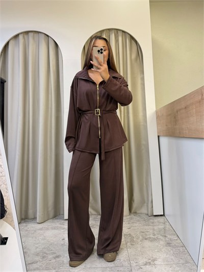 Nero Kahve Kemer Detay Modal Takım