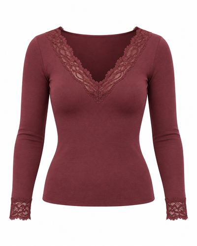 Orj Marka Dantelli Kaşmir Bluz Bordo