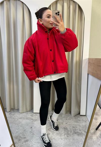 Oslo Kırmızı Oversize Şişme Mont