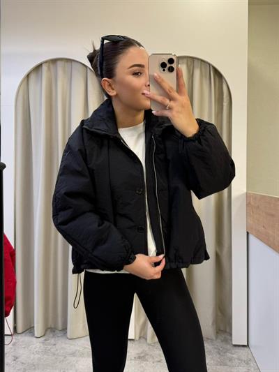 Oslo Siyah Oversize Şişme Mont