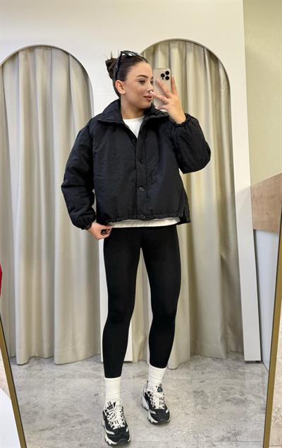 Oslo Siyah Oversize Şişme Mont