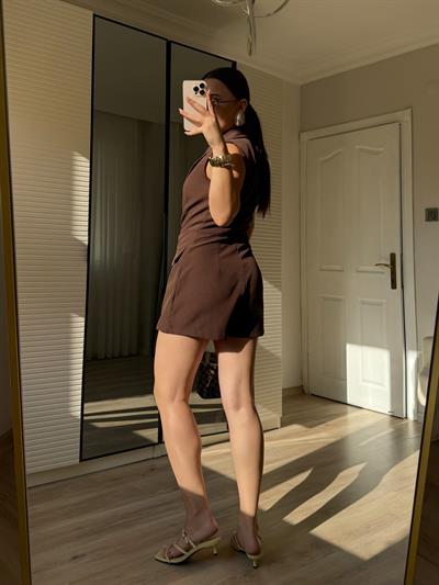 Premium Kahve Şortlu Tulum