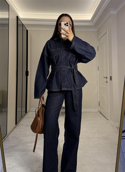 Premium Kuşaklı Denim Takım