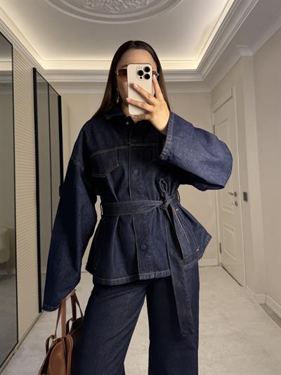 Premium Kuşaklı Denim Takım