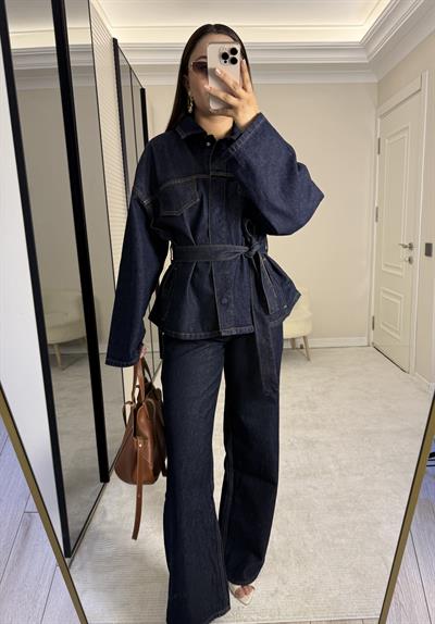 Premium Kuşaklı Denim Takım