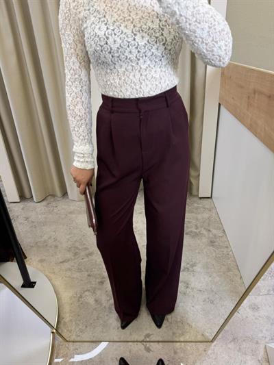 Premium Tok Dokulu Palazzo-BORDO
