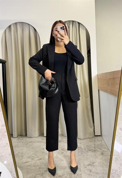 Quzu Boy Fit Blazer Takım-SİYAH