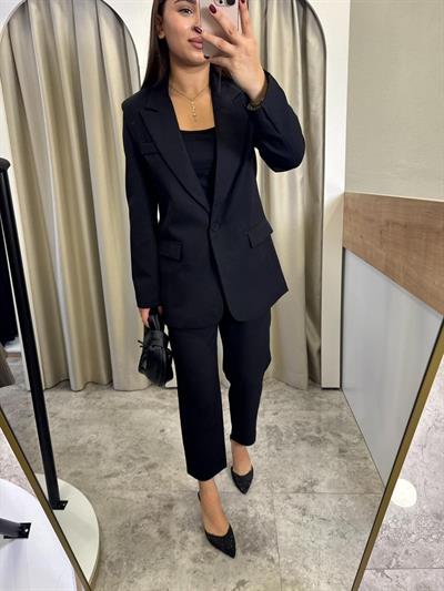 Quzu Boy Fit Blazer Takım-SİYAH