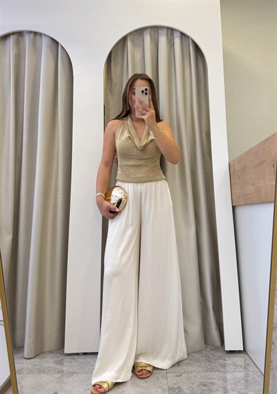 Ravi Gold Işıltılı Degaje Yaka Triko