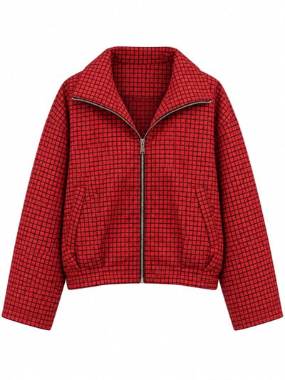 Redlag Kırmızı Ekose Bomber Ceket