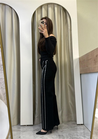 Rexis Taş Şeritli Siyah Jean