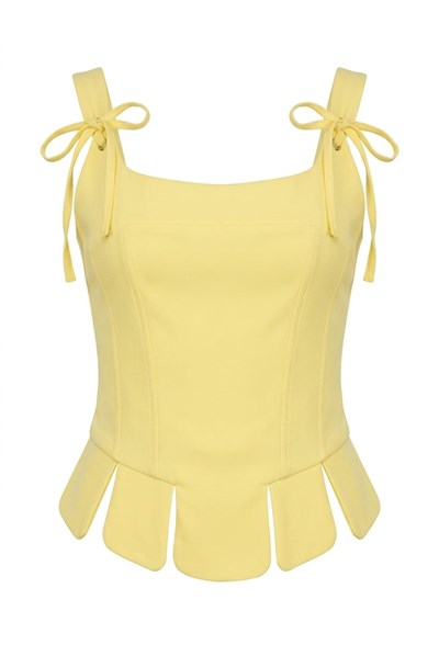 Ribbon Sarı Dilimli Korse Bluz