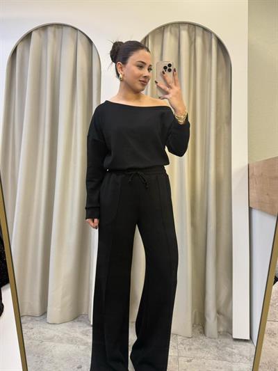 Rivana Siyah Kayık Yaka Modal Takım
