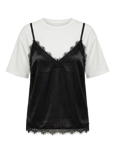 Riya Beyaz Modal Saten Tshirt