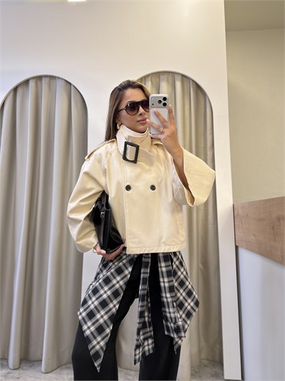 Roxy Ekru Dik Kemerli Yaka Trenç