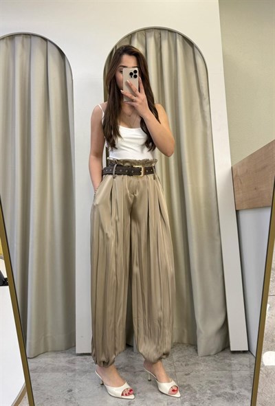 Scarlet Vizon Kemerli Saten Şalvar