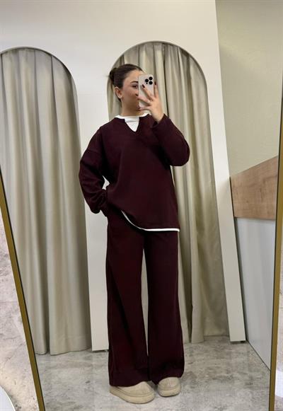 Selanik Kumaş Basic Takım-BORDO