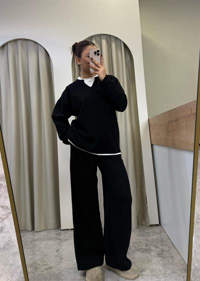 Selanik Kumaş Basic Takım-SİYAH