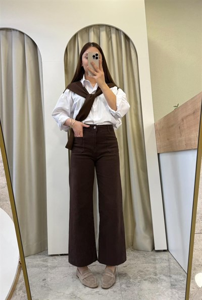 Selfy Kahve Çift Cepli ZR Jean
