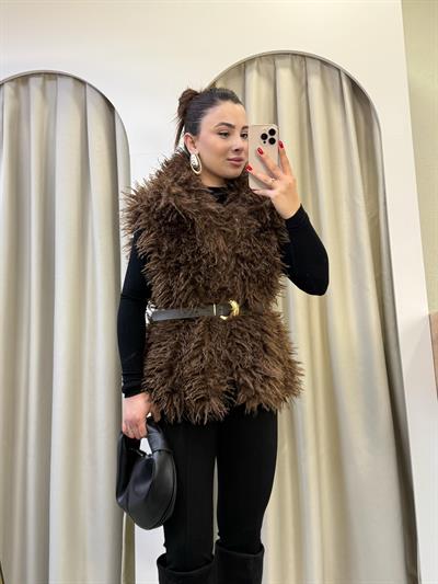 Sheep Kürk Yelek Kahve