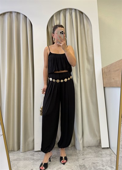 Sies Siyah Premium Şalvarlı Modal Takım