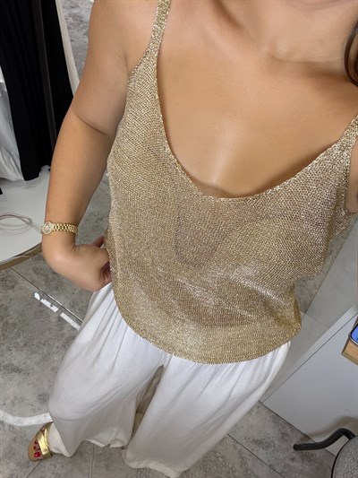 Sole Gold Işıltılı İp Askılı Triko