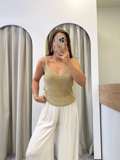 Sole Gold Işıltılı İp Askılı Triko