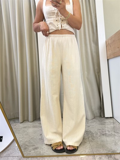 Stiles Natural Keten Astarlı Pantolon