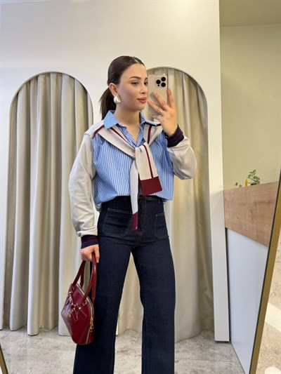 Twist Model Triko Detaylı Gömlek