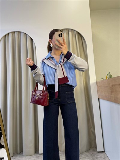 Twist Model Triko Detaylı Gömlek