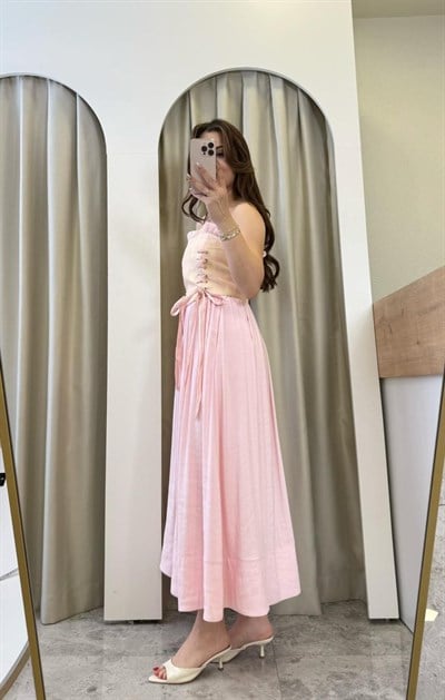 Vellia Pembe Astarlı Cepli Etek