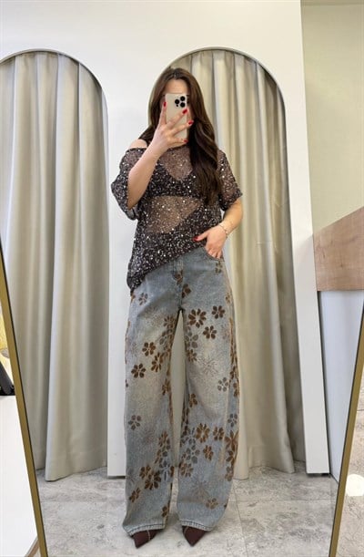 Warme Baskılı Tasarım Baggy Jean