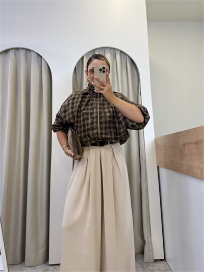 Wilyum Ekose Desen Dik Yaka Bomber Ceket