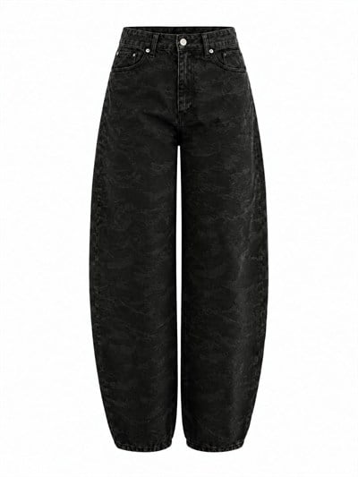 Zayen Antrasit Kamuflaj Barrel Jean