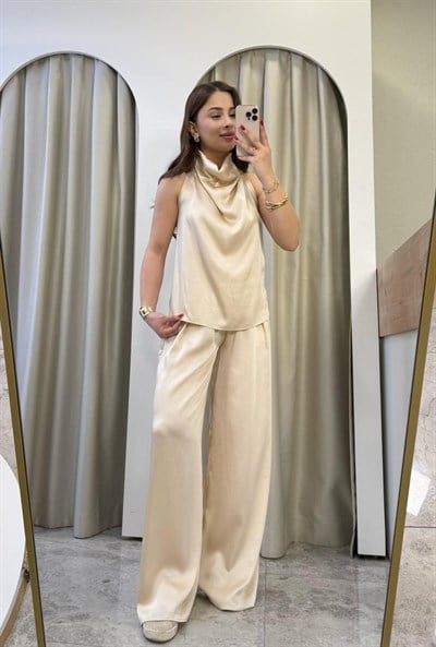 Zeyna Bej Saten Degaje Yaka Takım