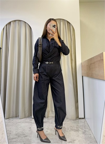 Zoya Kanca Detay Denim Takım